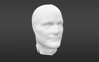 A knitted head form for a custom-fit medical garment, produced with LOOP.